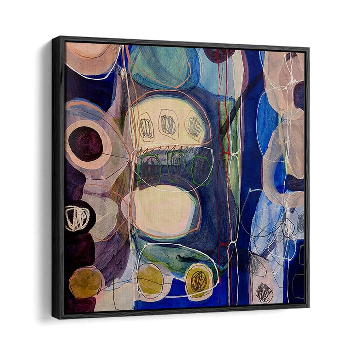 Vibrant colors and fluid brush strokes in LITTLE MONSTERS I, ABSTRACT PAINTINGS create a striking modern art focal point.