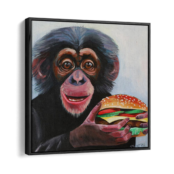 Vibrant MONKEY HOLDING A HAMBURGER, COMIC POSTERS bring whimsical flair to your comic book decor.