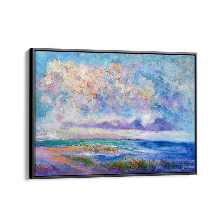 Black Floater seascape with pastel clouds and dunes — NATURE INSPIRED , LANDSCAPE PAINTINGS