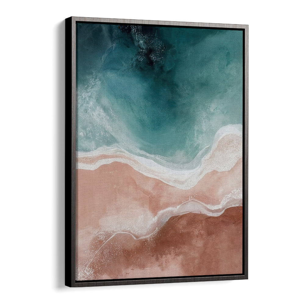Serene abstract painting titled QUIET SANDS AND GENTLE WAVES, perfect for calming home decor.