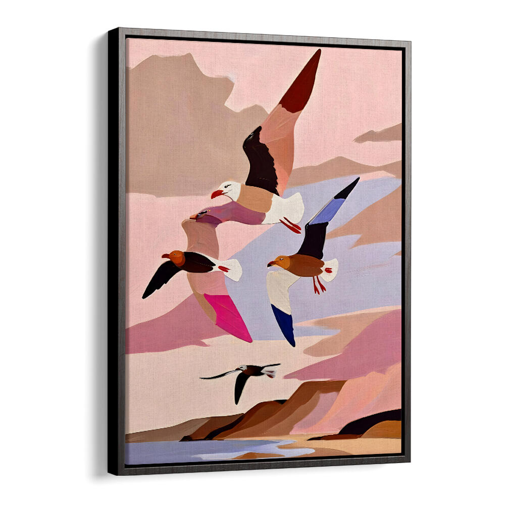 SOARING SILHOUETTE SEAGULLS