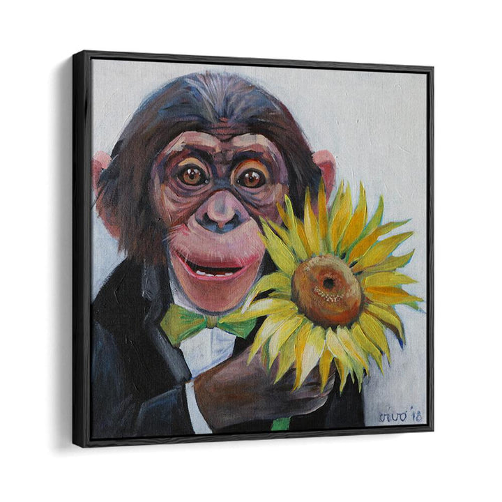 Vibrant SUNFLOWER SURPRISE, COMIC POSTERS featuring a playful monkey holding a sunflower, perfect for comic lovers.