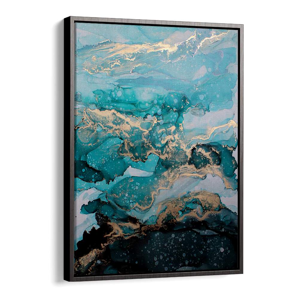 Stunning UNDER THE SEA, ABSTRACT PAINTINGS featuring vibrant blues and gold accents, perfect for any art lover.