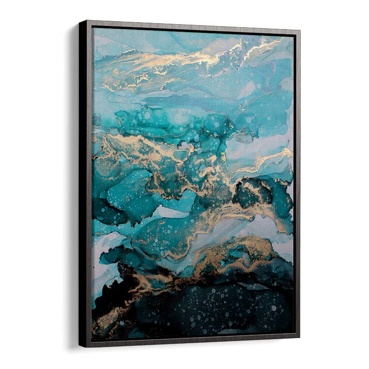 Stunning UNDER THE SEA, ABSTRACT PAINTINGS featuring vibrant blues and gold accents, perfect for any art lover.