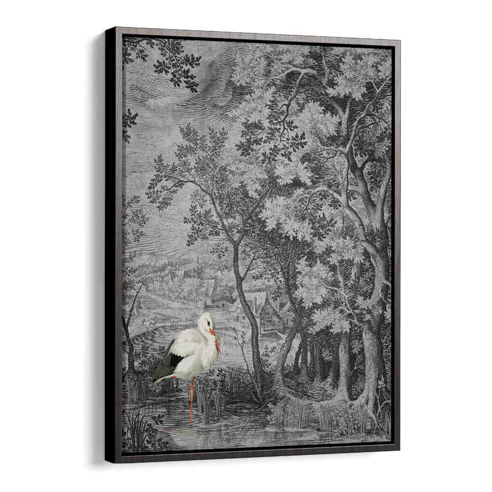 LANDSCAPE WITH STORK , ANIMAL PAINTINGS