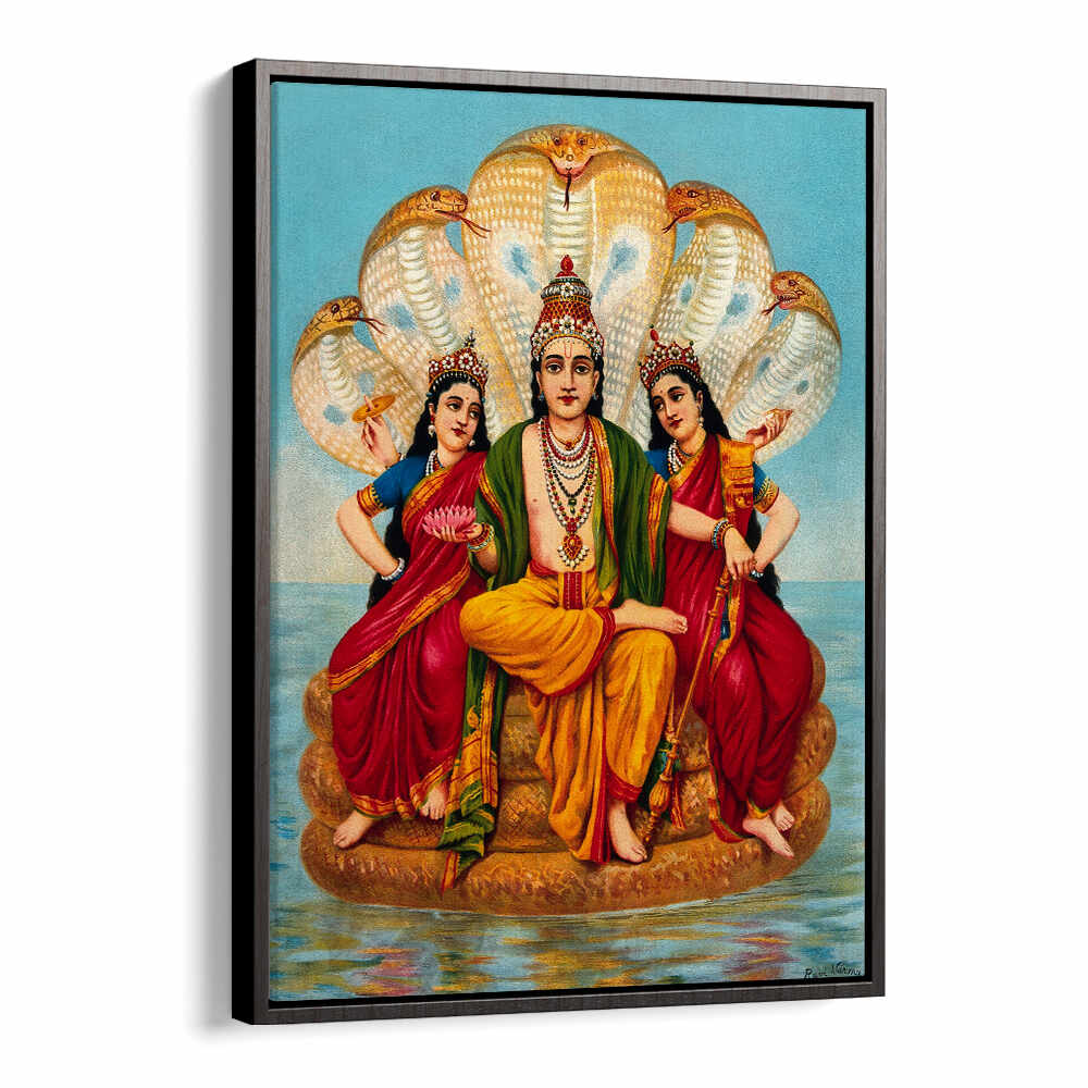 VISHNU FLANKED BY TWO WIVES