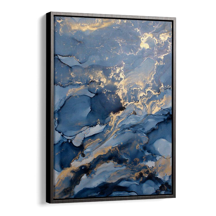 Elegant WAVES III, ABSTRACT PAINTINGS featuring rich blue and gold hues, perfect for modern decor.
