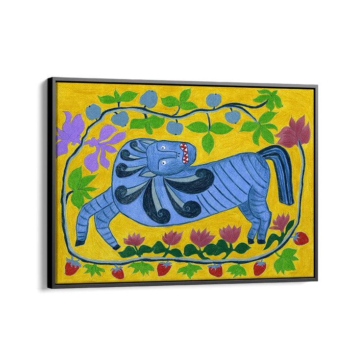 WHIMSICAL BLUE FOLK HORSE