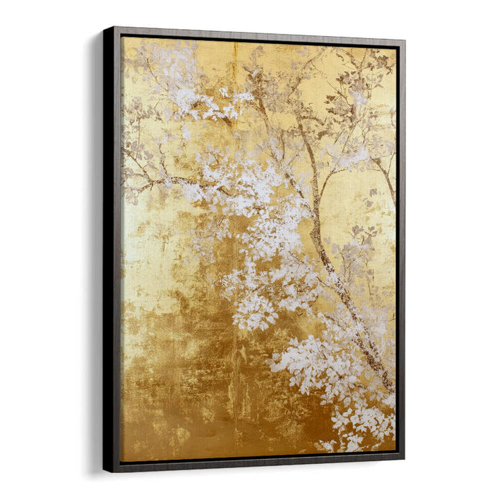 WHITE AND GOLD NATURE LANDSCAPE IV , FLORAL FLOWER PAINTINGS