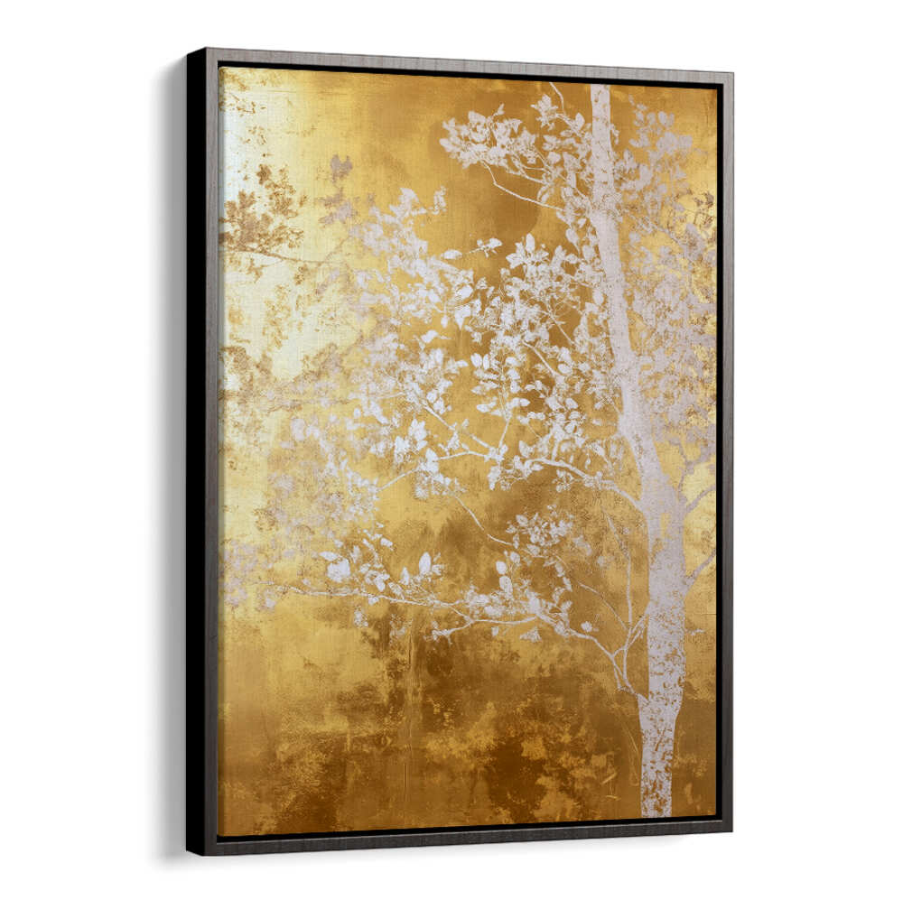 WHITE AND GOLD NATURE LANDSCAPE III , FLORAL FLOWER PAINTINGS