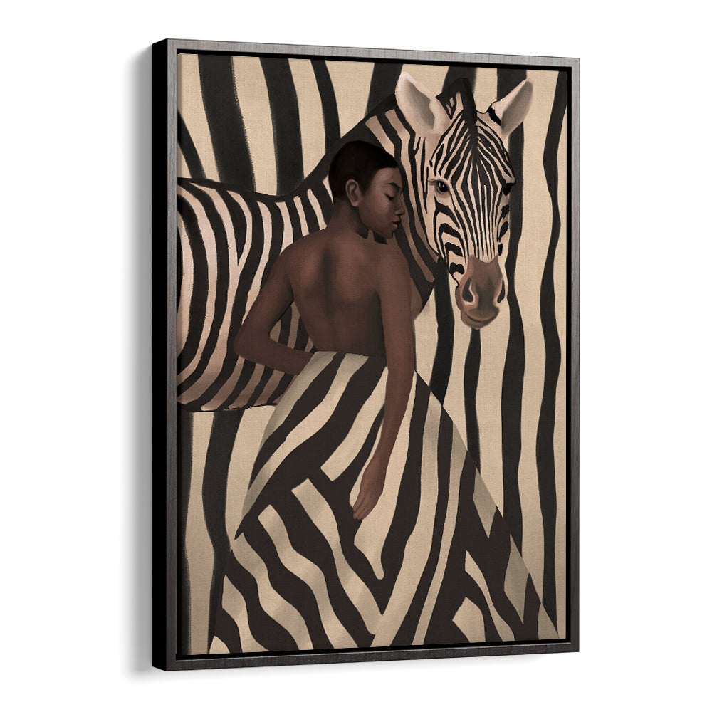 WOMAN AND ZEBRA, SURREAL ART PRINTS