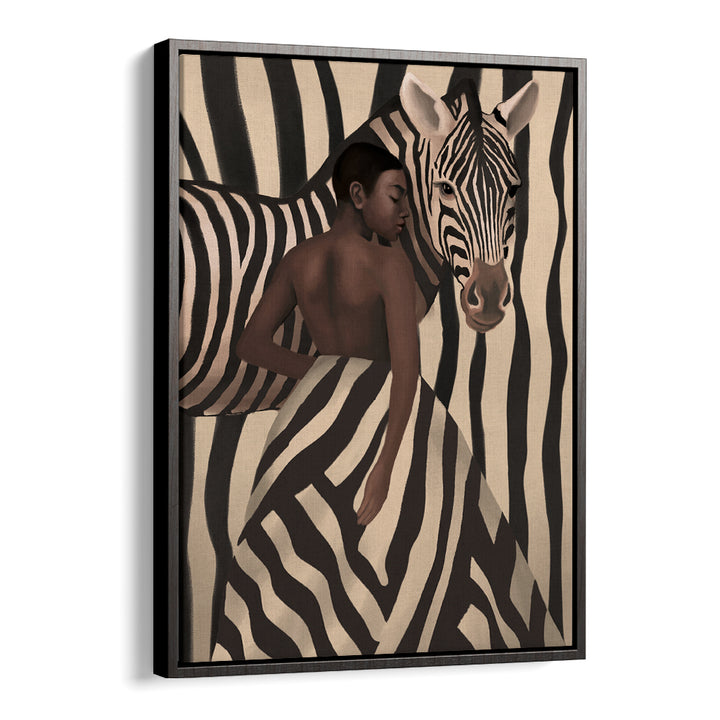 WOMAN AND ZEBRA, SURREAL ART PRINTS