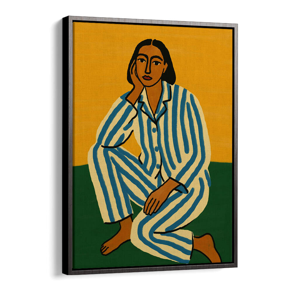 WOMAN IN STRIPED PAJAMAS , PORTRAITS & FIGURATIVE ILLUSTRATIONS