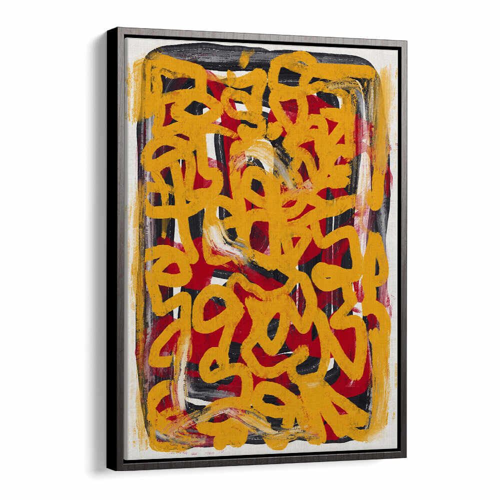 YELLOW DOTTED LINE ART ABSTRACT , LINE ART PAINTINGS
