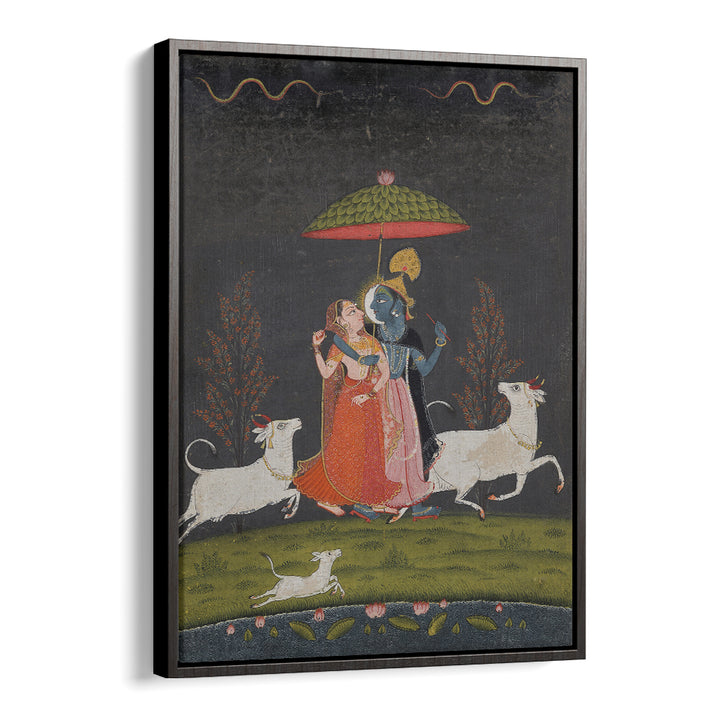 RADHA AND KRISHNA IN THE RAIN , INDIAN ART PAINTINGS