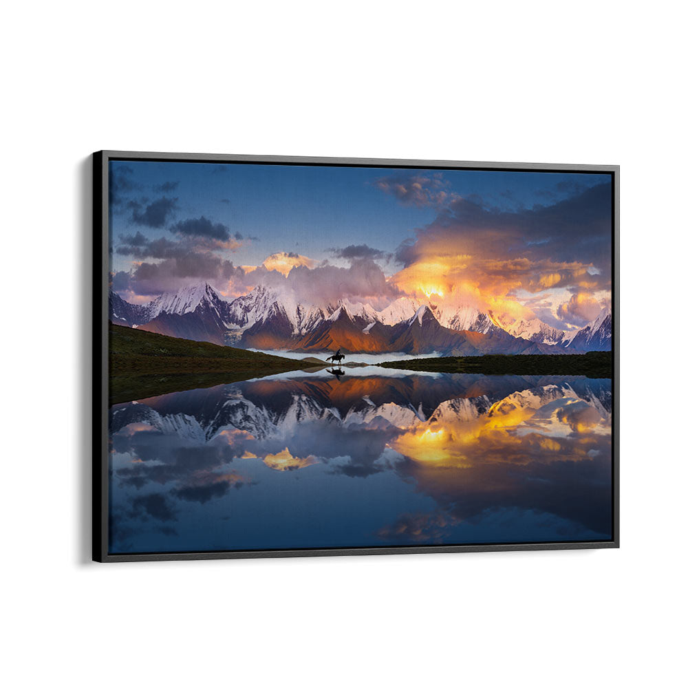 Stunning MOUNTAINS IN SICHUAN, PHOTOGRAPHY PRINTS showcase breathtaking landscapes and vibrant reflections at sunset.