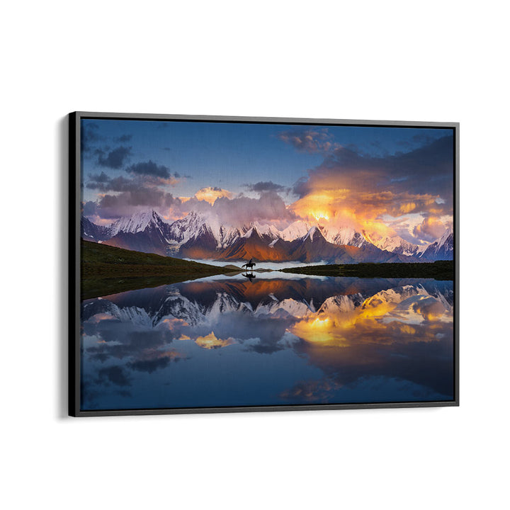 Stunning MOUNTAINS IN SICHUAN, PHOTOGRAPHY PRINTS showcase breathtaking landscapes and vibrant reflections at sunset.