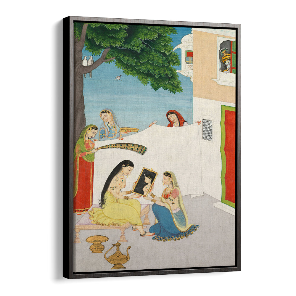 TOILETTE OF RADHA , INDIAN ART PAINTINGS