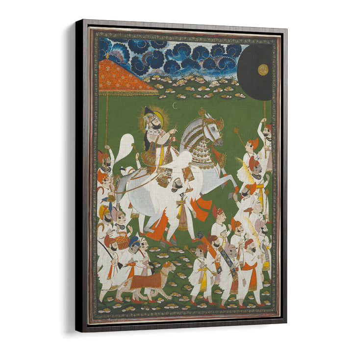 MAHARANA BHIM SINGH IN PROCESSION BY GHASI , INDIAN ART PAINTINGS
