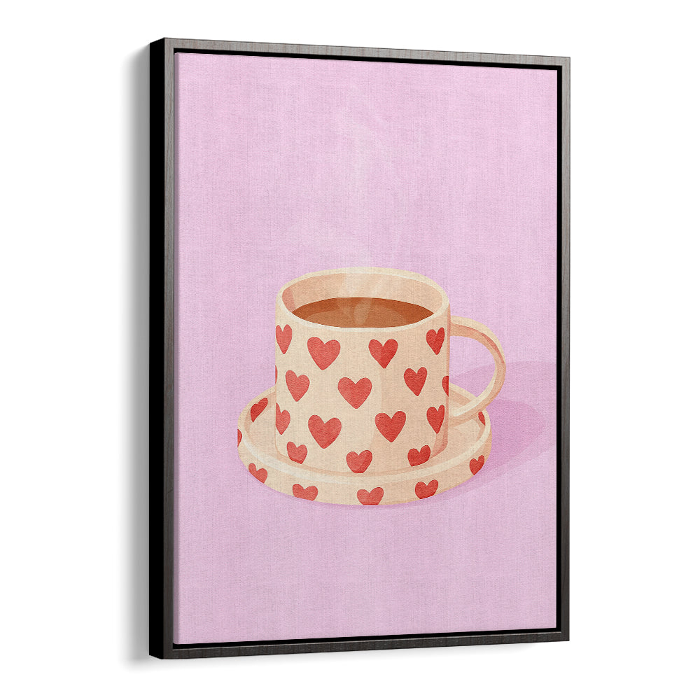PINK HEART MUG WARM COFFEE