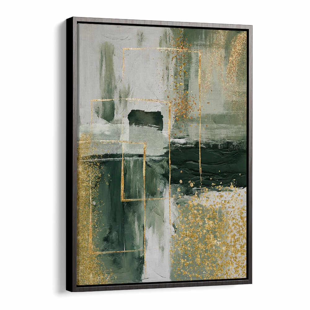 GREEN AND GOLD MOMENT III , ABSTRACT PAINTINGS