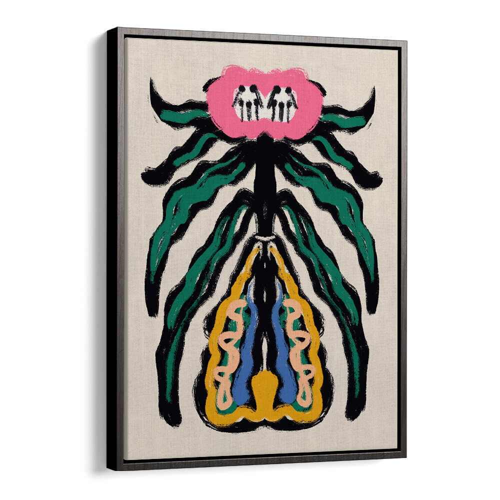 SYMMETRICAL DESIGN WITH A PINK FLOWER , FLORAL FLOWER PAINTINGS