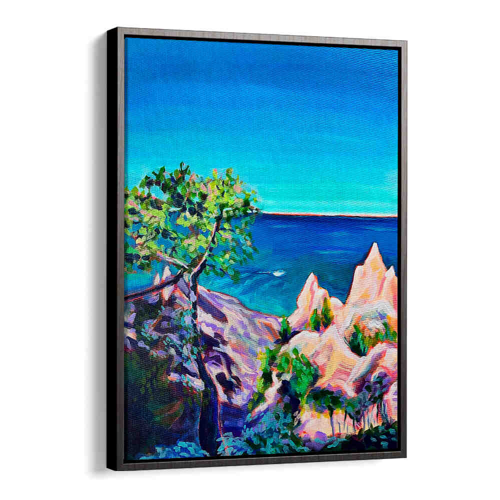 CHIMNEY BLUFFS , LANDSCAPE PAINTINGS by Black Floater — textured cliffs, whispering grasses and a vivid coastal horizon