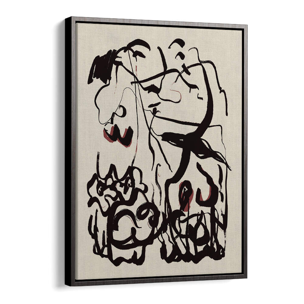 BLACK LINES AND SUBTLE RED ACCENTS , ABSTRACT PAINTINGS