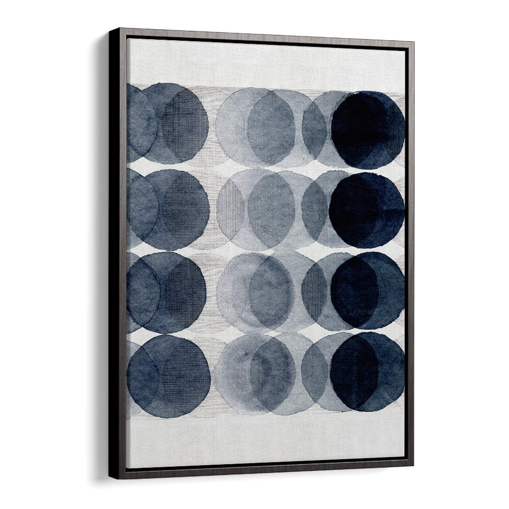 Abstract circles in deep blues define OVERLAPPING II, ABSTRACT PAINTINGS, perfect for modern home decor.