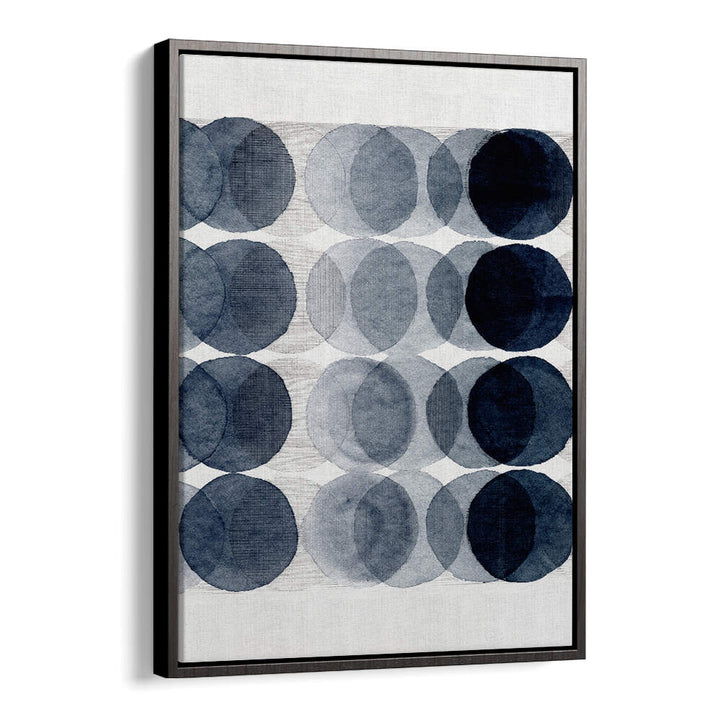 Abstract circles in deep blues define OVERLAPPING II, ABSTRACT PAINTINGS, perfect for modern home decor.