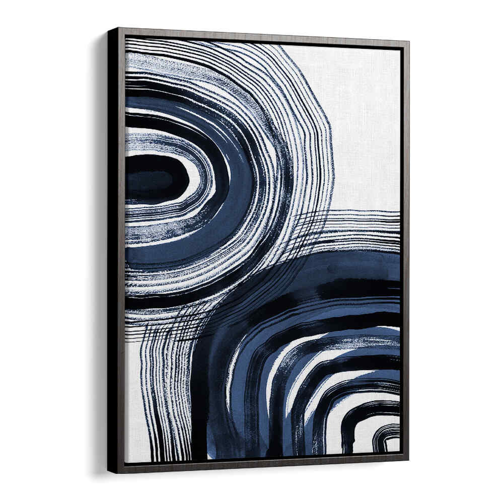 Elevate your decor with CONCENTRIC BLUE AND BLACK BRUSHSTROKES, ABSTRACT PAINTINGS showcasing modern elegance.