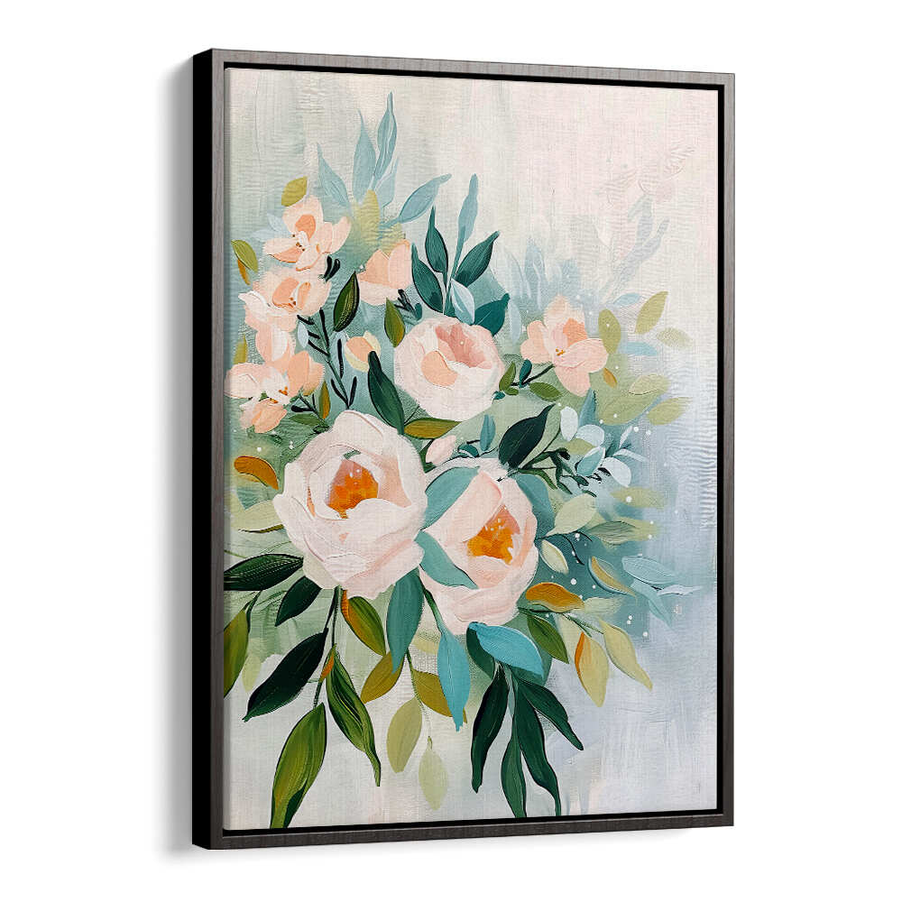 EVERGREEN GREEN PAINTERLY FLORALS III ,FLORAL FLOWER PAINTINGS