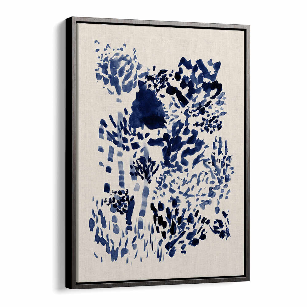 Navy blue free flowing garden abstract paintings featuring fluid brush strokes to elevate your living space.
