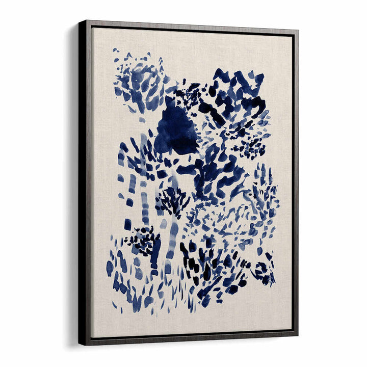 Navy blue free flowing garden abstract paintings featuring fluid brush strokes to elevate your living space.