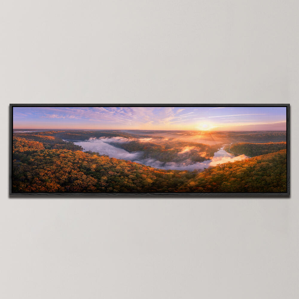 SUNRISE ON A MISTY MORNING , PANORAMIC ART