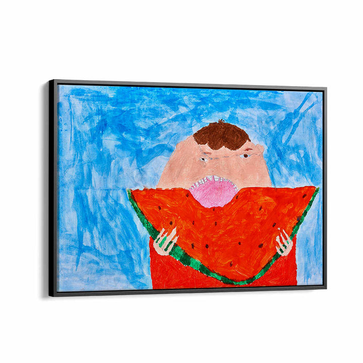 Colorful WATERMELON, KIDS ROOM PAINTINGS featuring a playful child enjoying watermelon, perfect for vibrant decor.