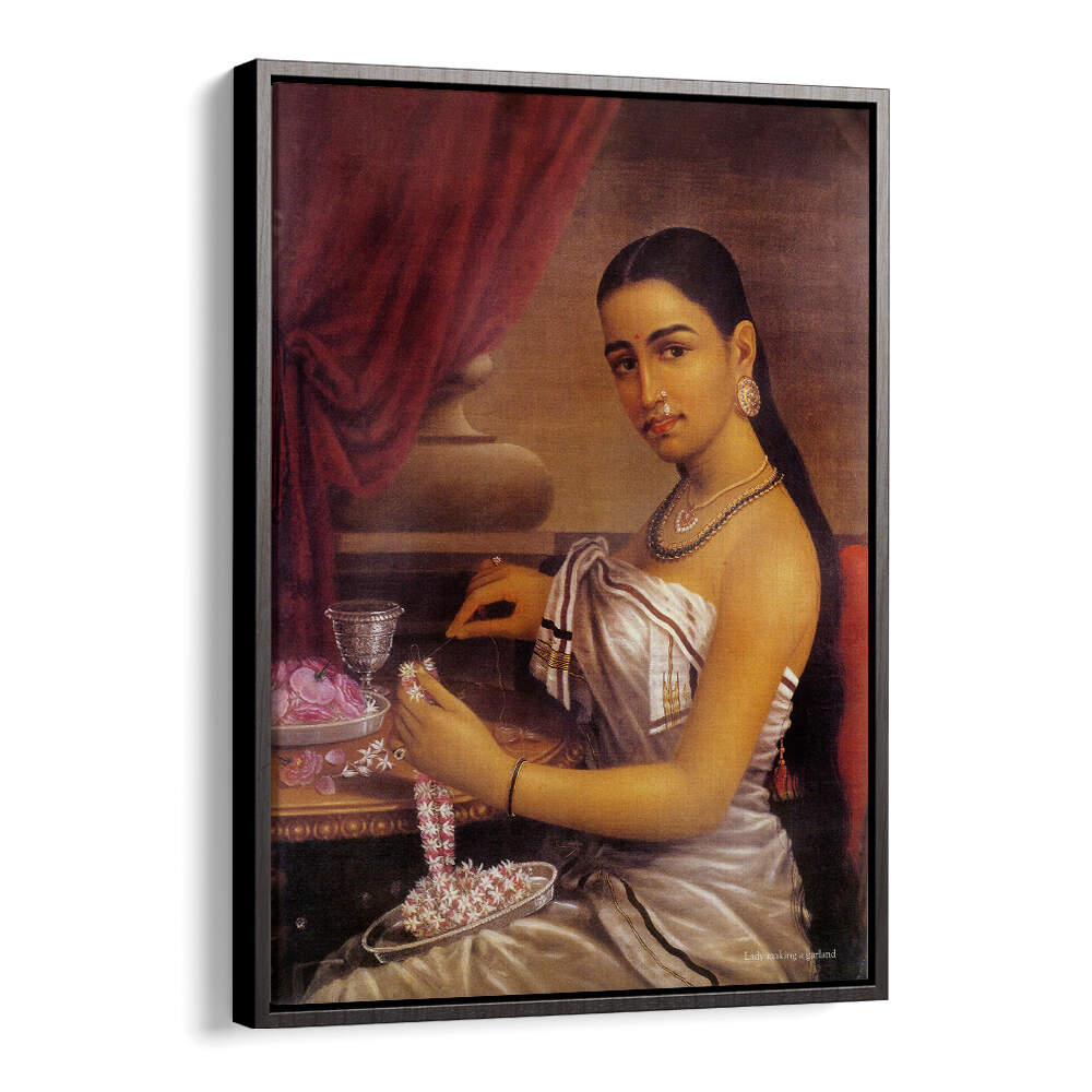 LADY MAKING A GARLAND , INDIAN ART PAINTINGS