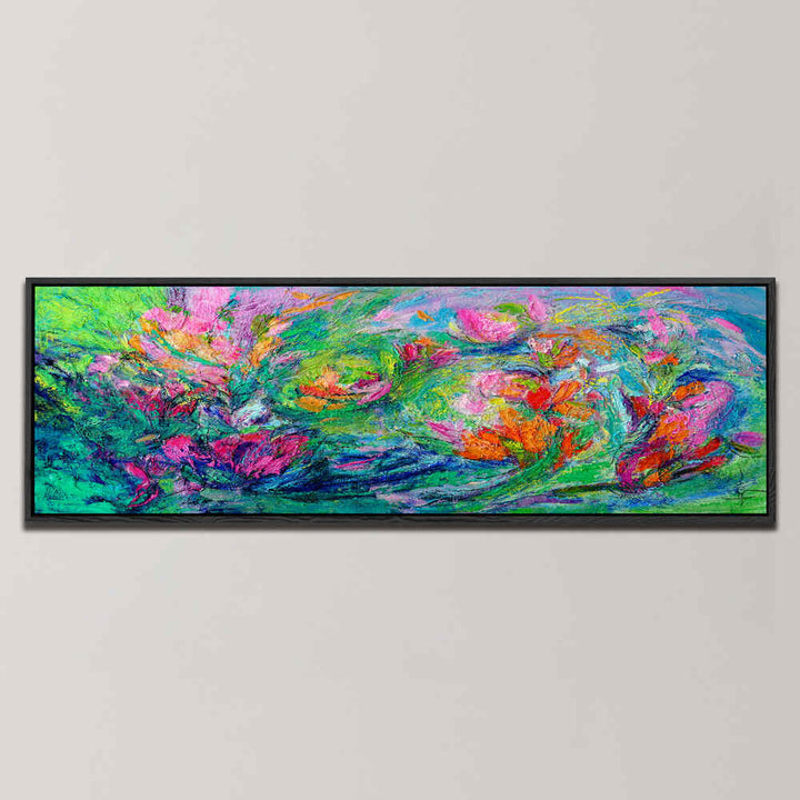 VIBRANT FLORAL LANDSCAPE , PANORAMIC ART
