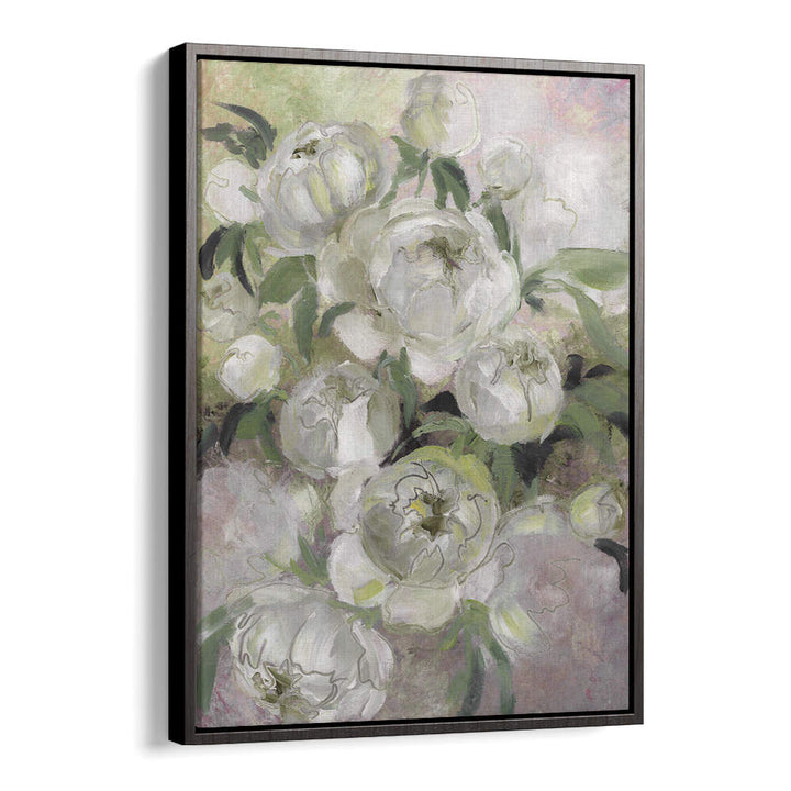SADY PAINTERLY FLORALS IN GREEN , FLORAL FLOWER PAINTINGS