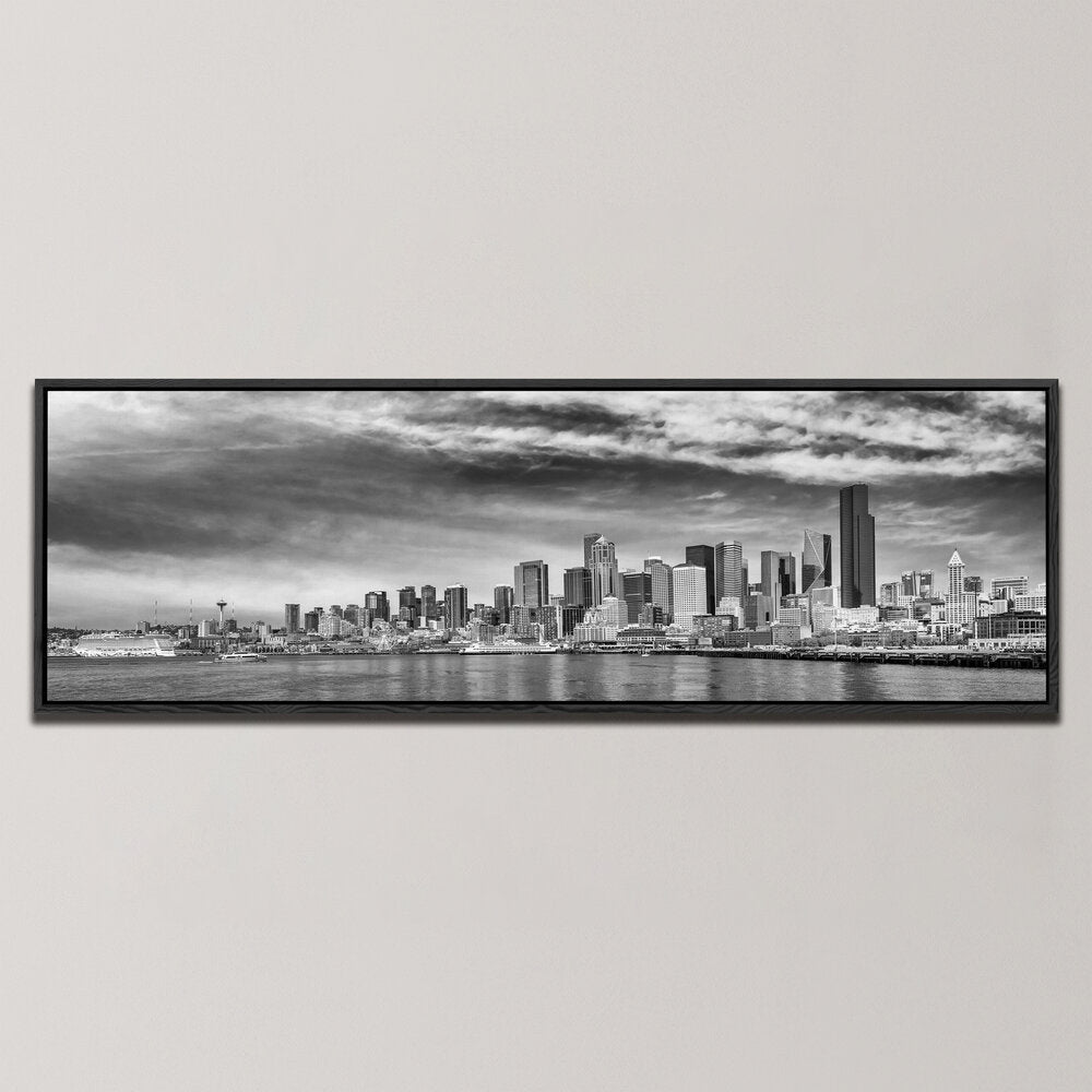 AMAZING PANORAMA OF THE WATERFRONT IN SEATTLE , PANORAMIC ART