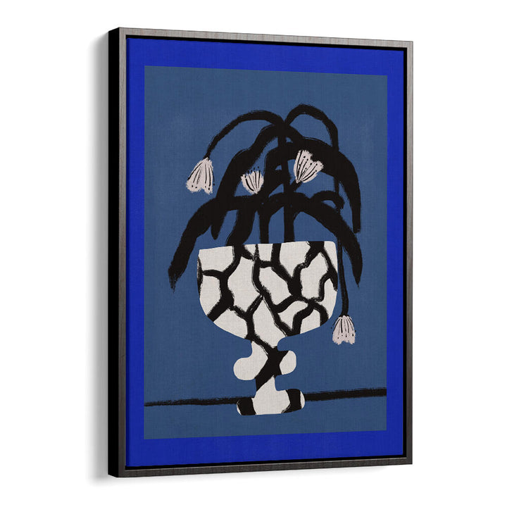 CRACKED VASE IN BLUE , FLORAL FLOWER PAINTINGS