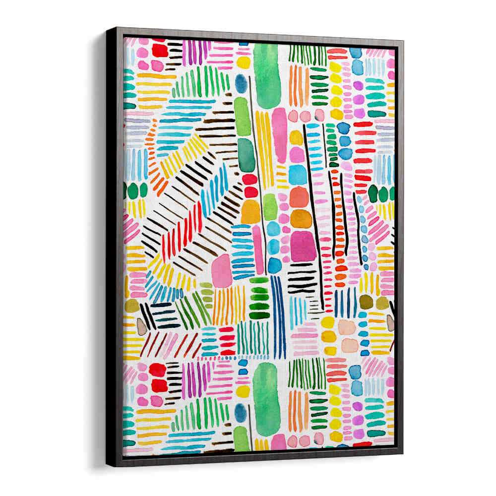 RAINBOW STITCHES WHITE BG , PATTERN ART PRINTS