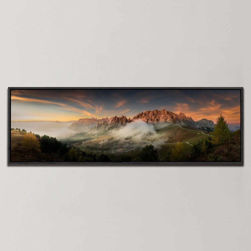 GOLDEN MOMENT AT DOLOMITES , PANORAMIC ART