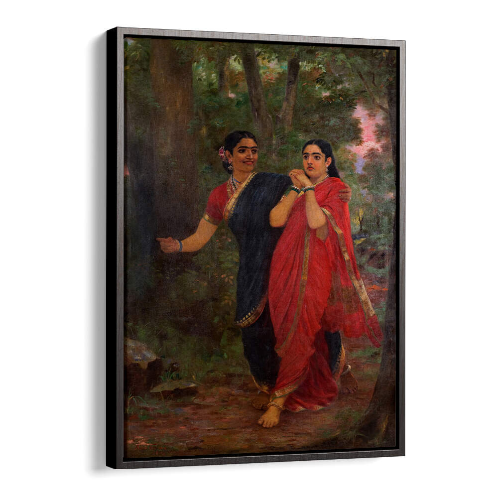 RAVI VARMA DRAUPADI AND SIMHIKA , INDIAN ART PAINTINGS