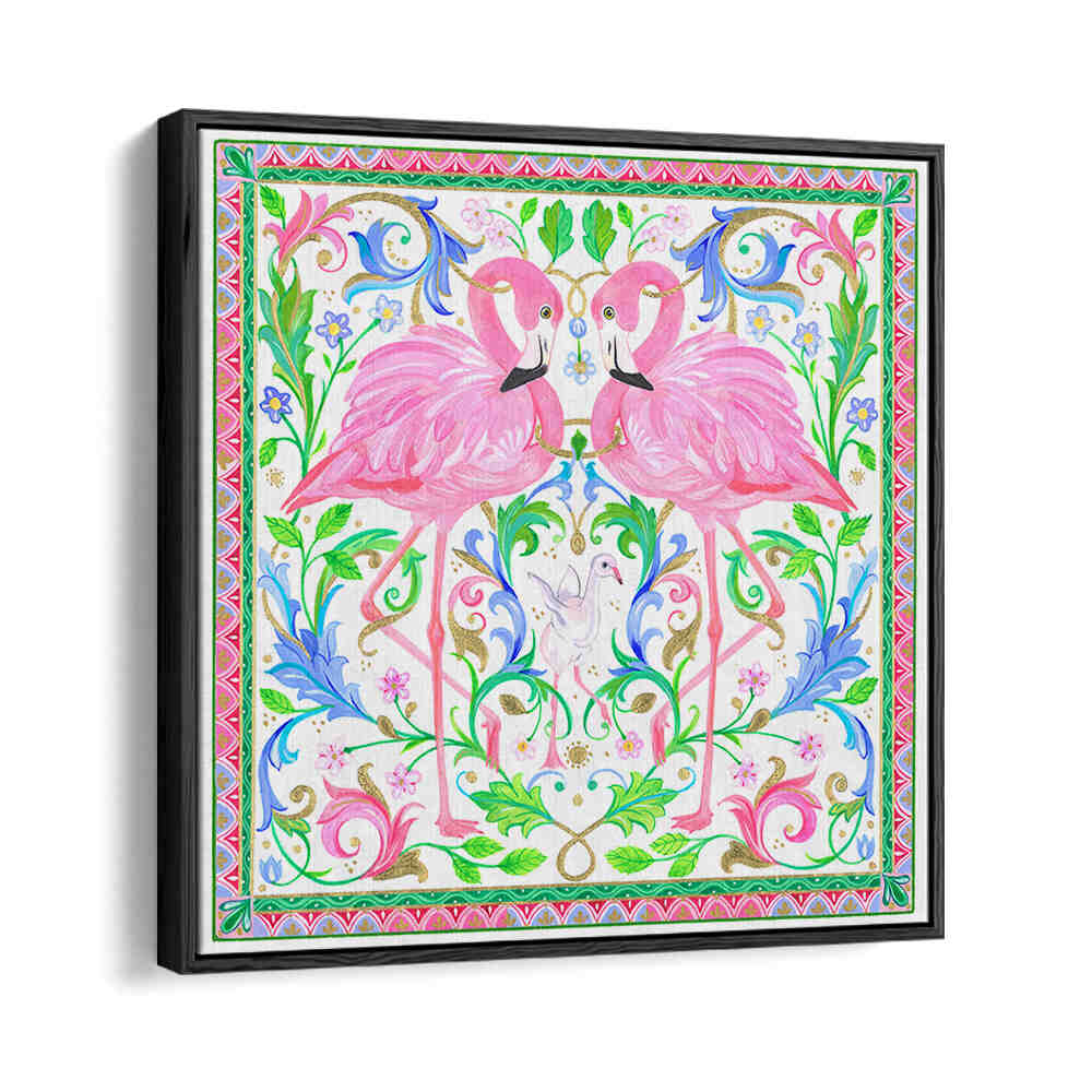 TWO PINK FLAMINGOS , ANIMAL PAINTINGS