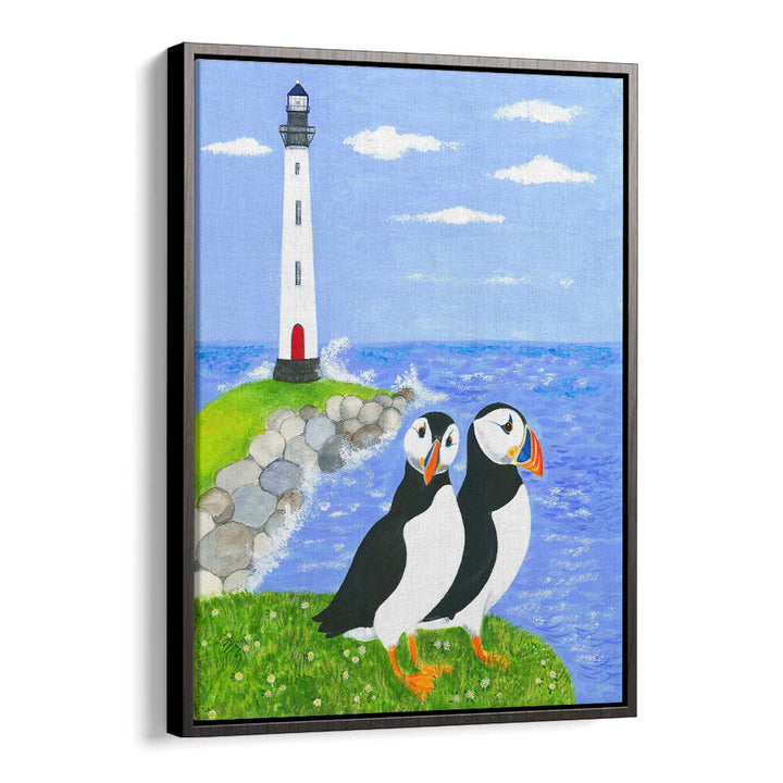 PUFFINS BY THE SEA , KIDS ROOM PAINTINGS