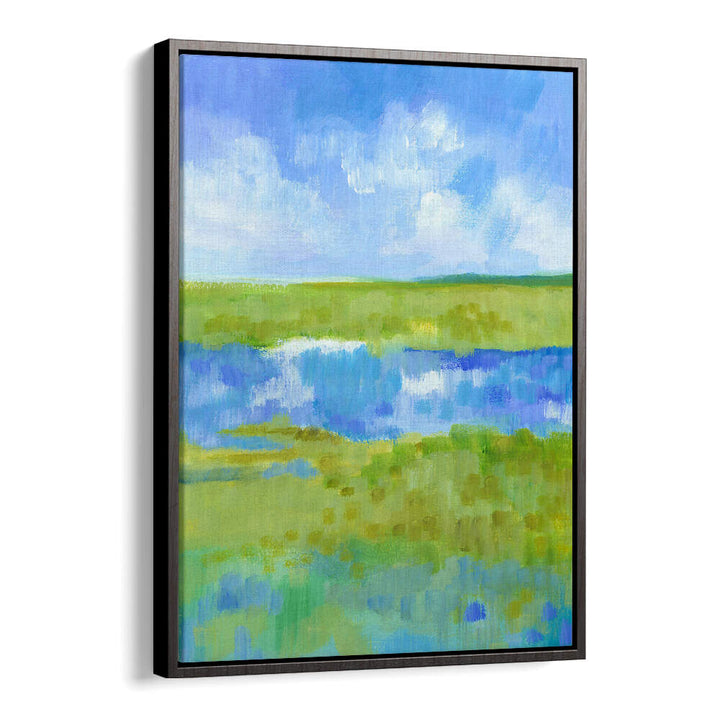 ABSTRACT GREEN BLUE LANDSCAPE , LANDSCAPE PAINTINGS