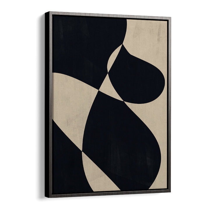 Elevate your decor with UNDULATIONS, ABSTRACT PAINTINGS, showcasing captivating shapes in a stylish black and beige design.