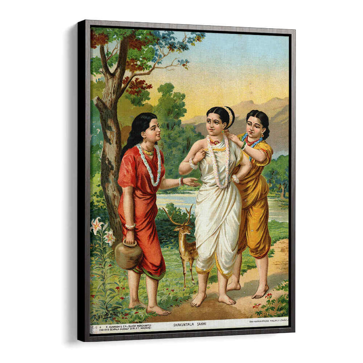 SHAKUNTALA AND SAKHIS , INDIAN ART PAINTINGS