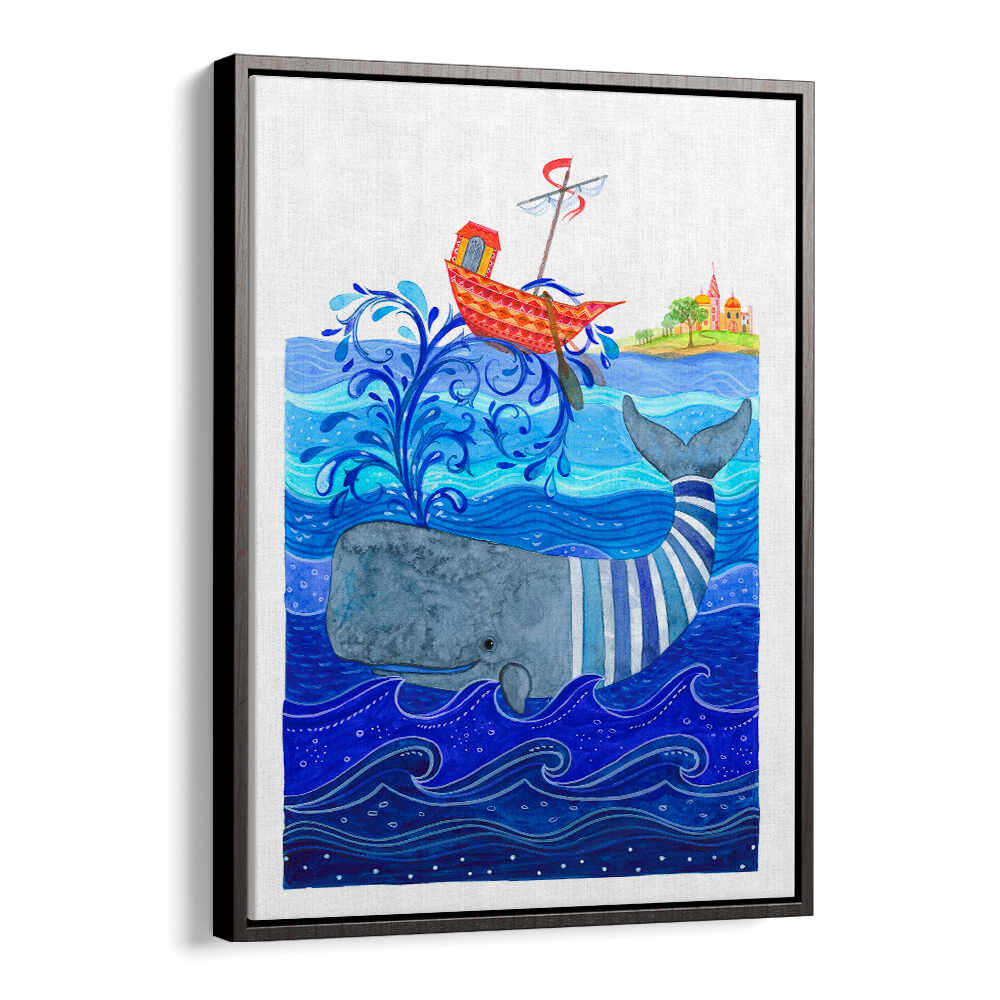 WHIMSICAL WHALE RIDE , KIDS ROOM PAINTINGS